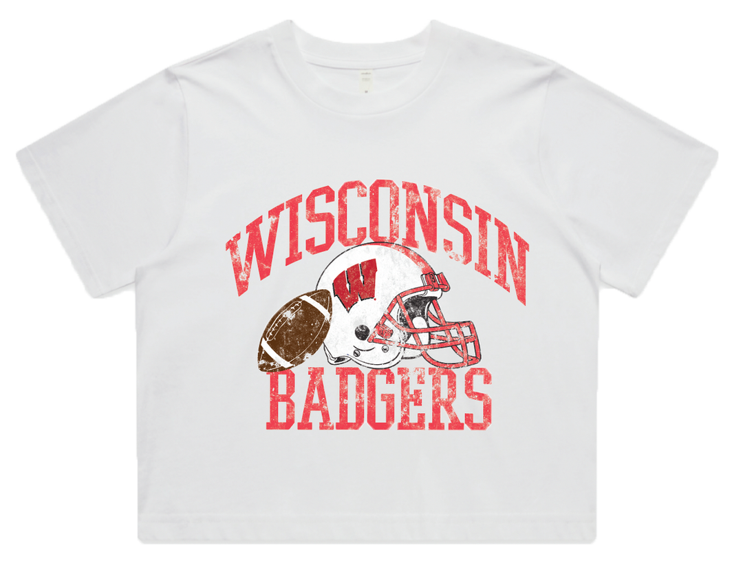 Wisconsin Design Team Badger Cropped Football Tee