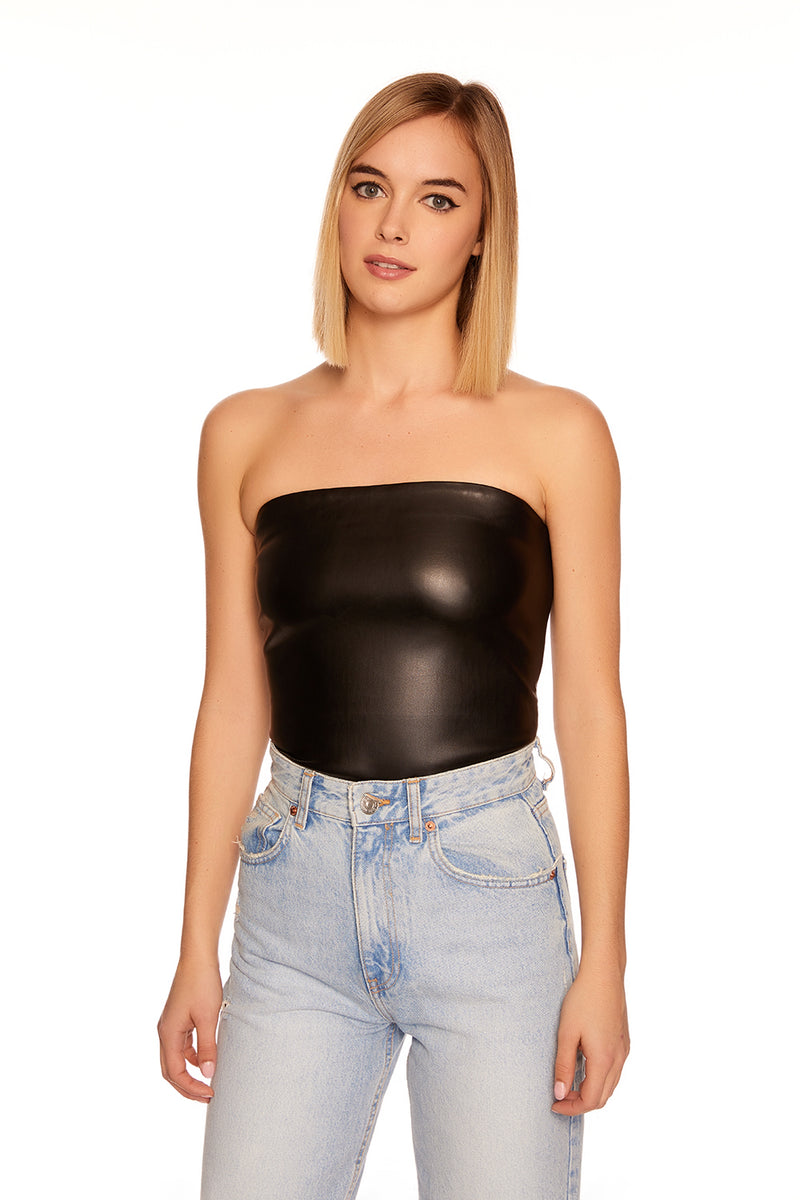 Susana Monaco Faux Leather Tube Top