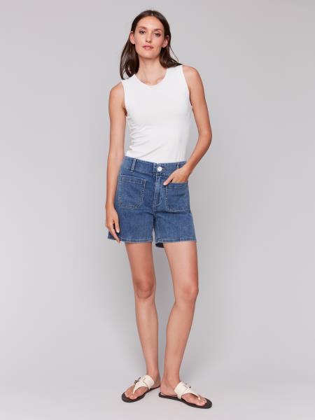 Charlie B Denim Short with Patch Pockets
