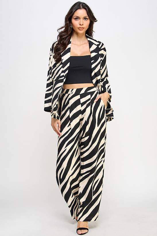 Rubienn Printed Button Collar Shirt and Palazzo Pant Set
