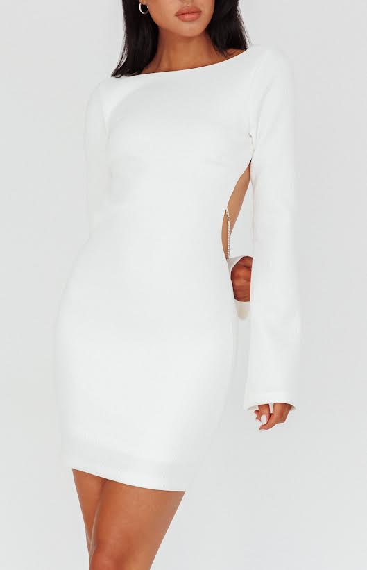 Mini Dress White Long Sleeve Open Back Dress Buy Women's Long