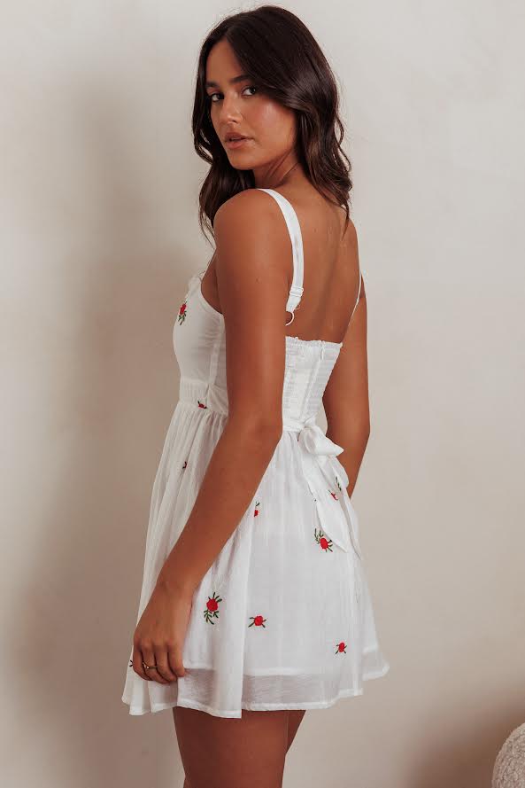 One & Only Embroidery Floral Mini Dress White / S One & Only Embroidery Floral Mini Dress White / S