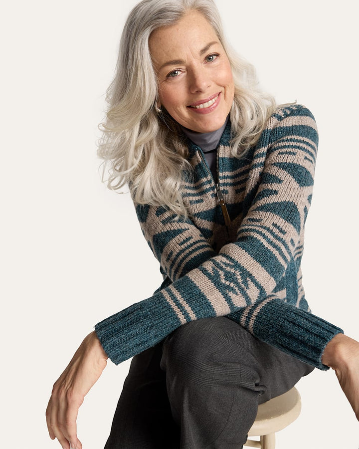 Pendleton Graphic Wool Zip-Up Sweater