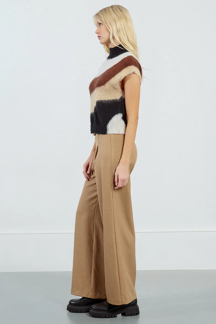 Molly Bracken Textured Striped Sleeveless Sweater