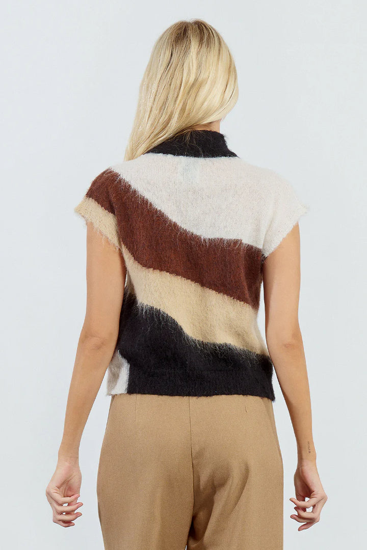 Molly Bracken Textured Striped Sleeveless Sweater