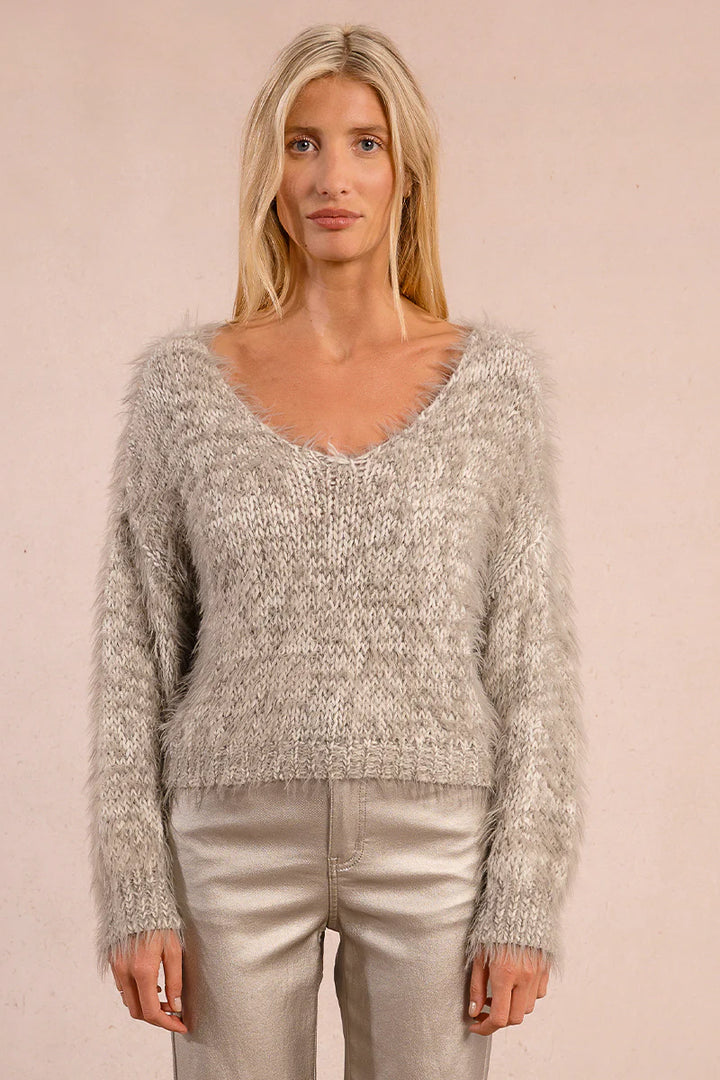 Molly Bracken Textured Wide Neck Knit Sweater