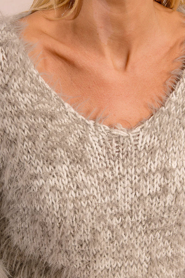 Molly Bracken Textured Wide Neck Knit Sweater