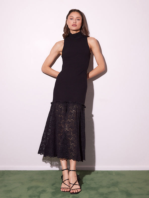 Fifteen Twenty Women's Liana Contrast Lace Dress In Black | Size: M Fifteen Twenty Women's Liana Contrast Lace Dress In Black | Size: M