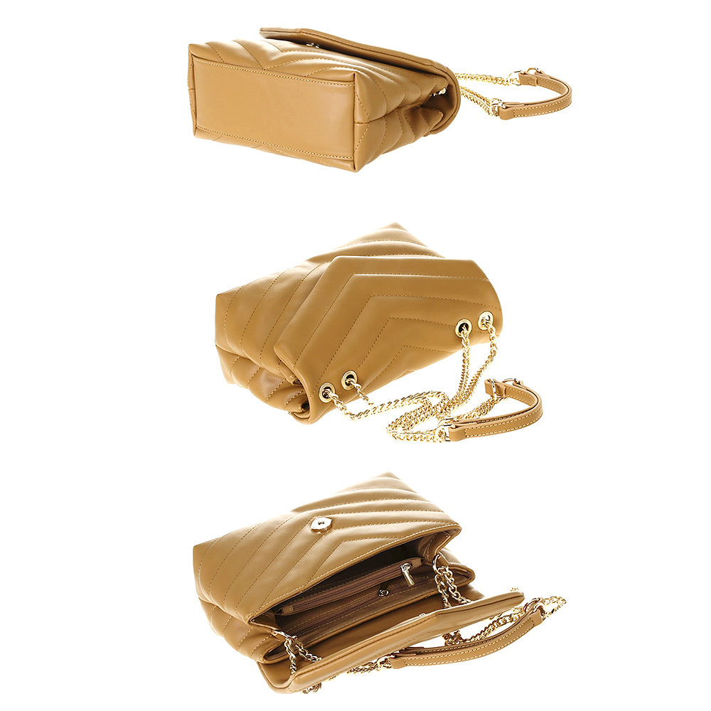 Joia Fashion Chevron Quilt Flapover Shoulder Bag