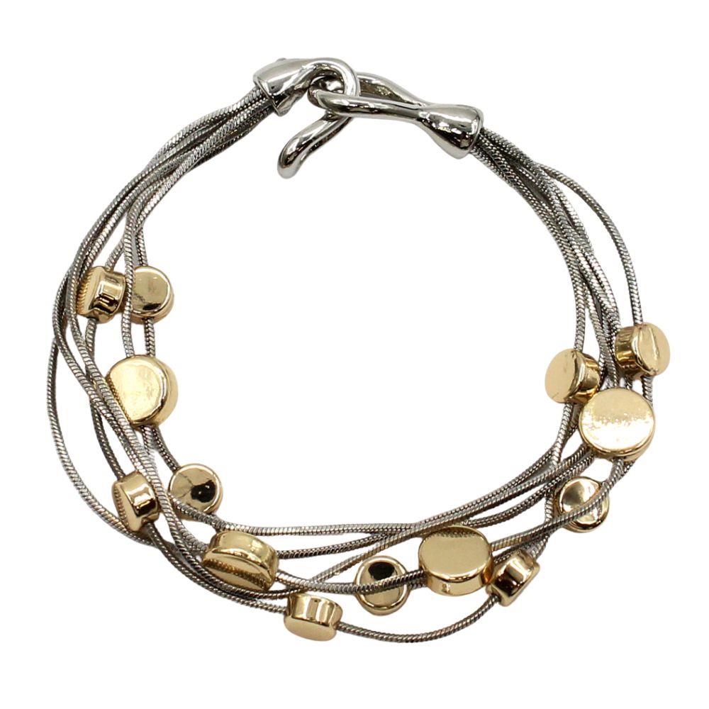 Joia Metal Disc Charm Multi Line Chain Bracelet