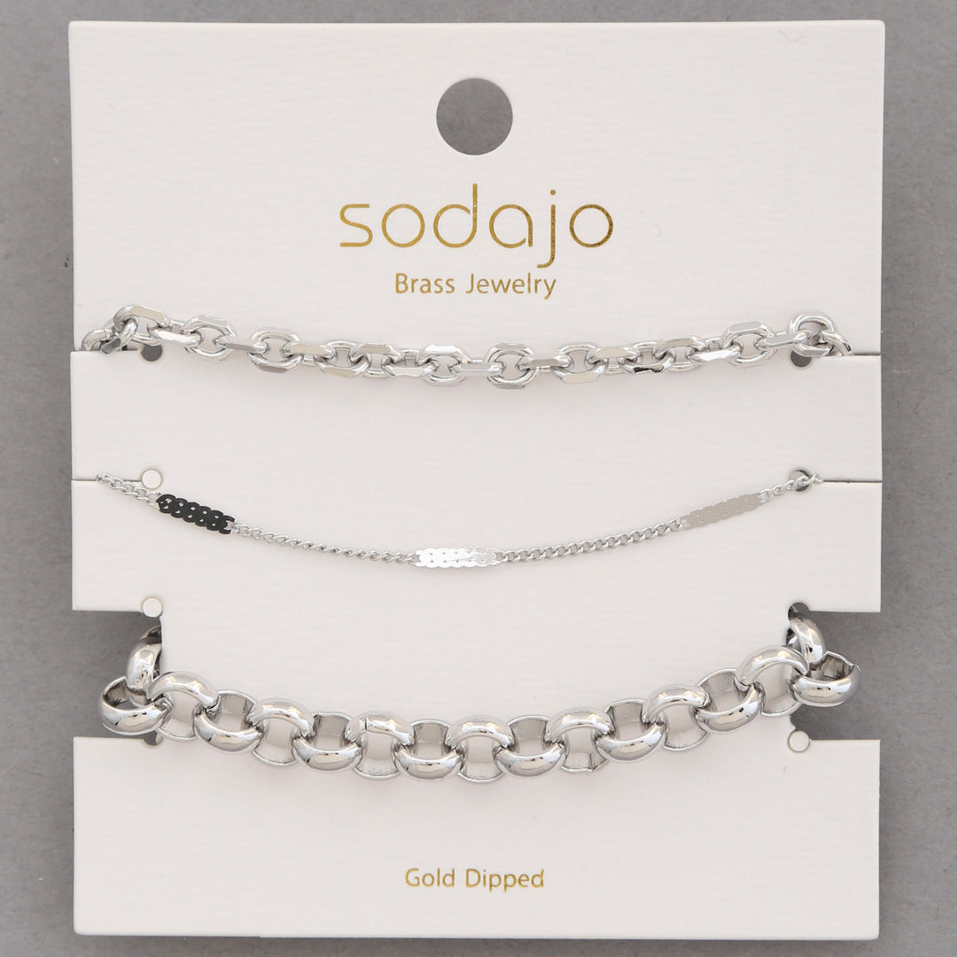 Sodajo Circle Link Metal Gold Dipped Assorted Bracelet Set