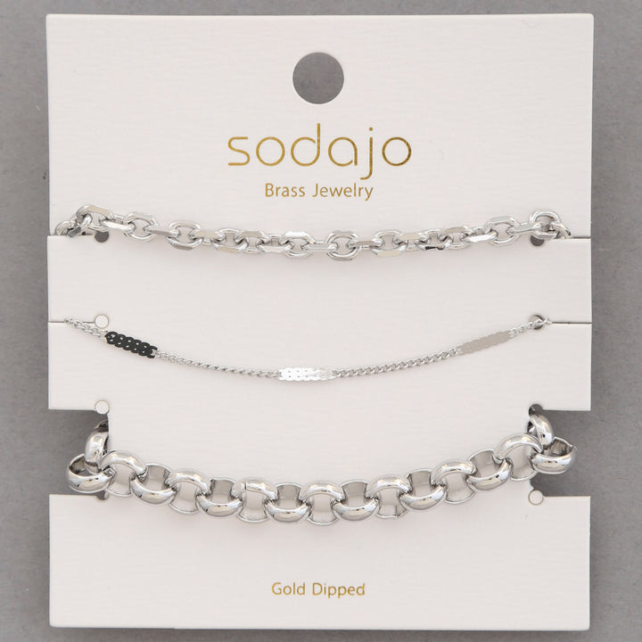 Sodajo Circle Link Metal Gold Dipped Assorted Bracelet Set