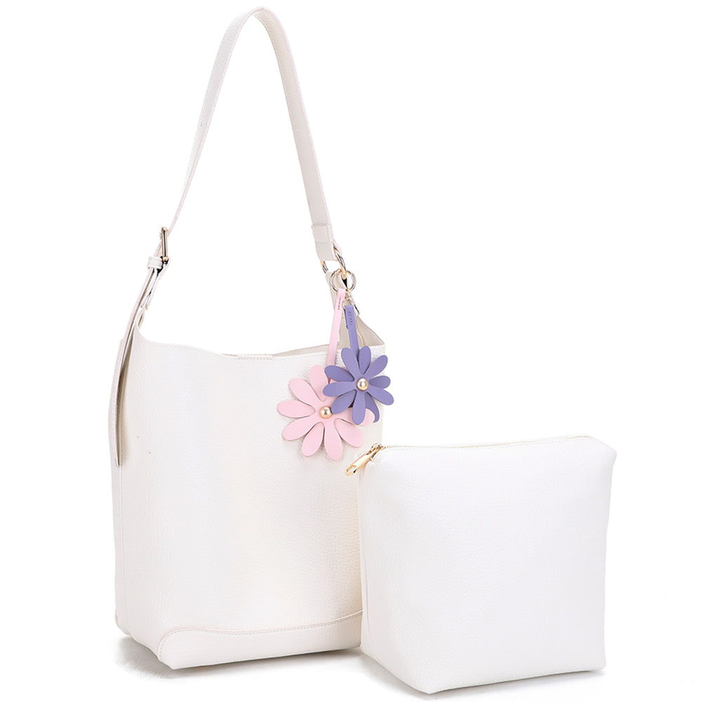 Joia 2 in 1 Chic Flower Shoulder Tote Bag with Pouch Set