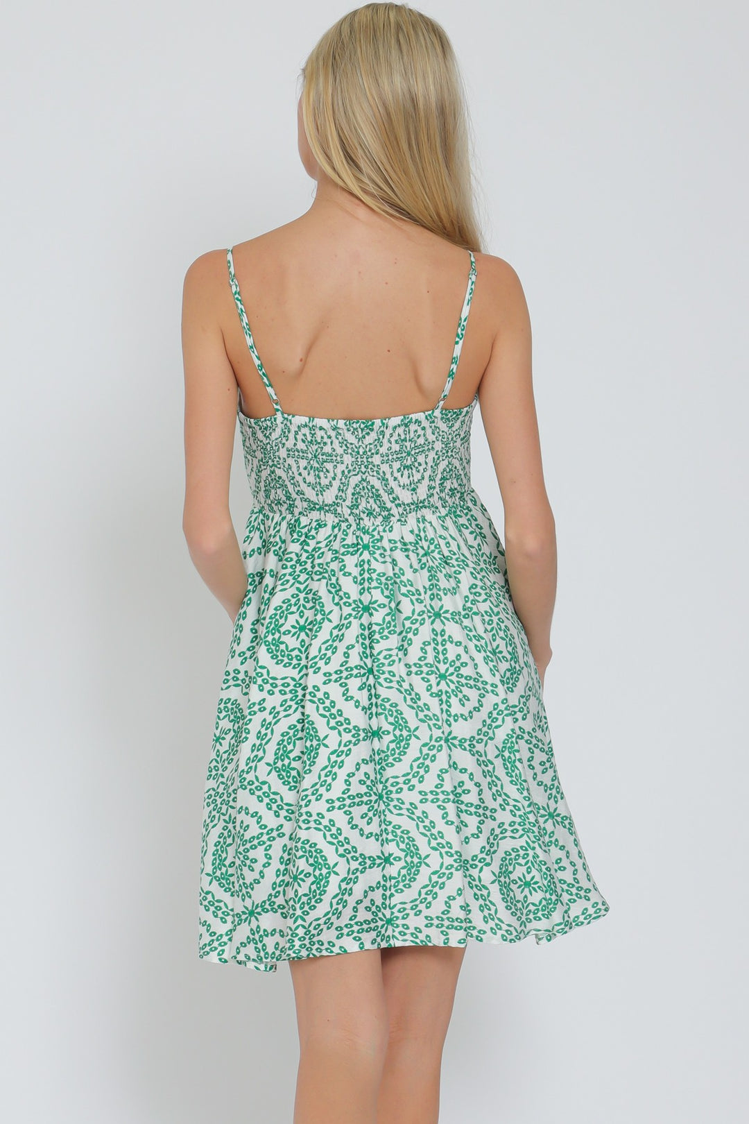 Aakaa Thin Adjustable Strap Tie Front Mini Dress