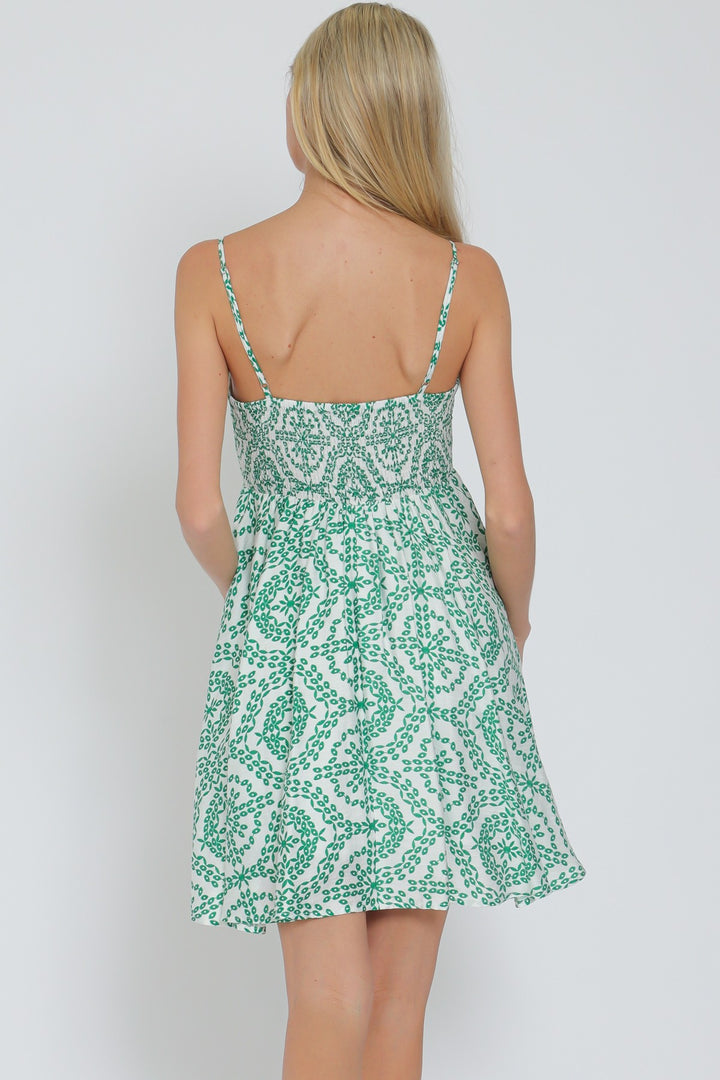 Aakaa Thin Adjustable Strap Tie Front Mini Dress