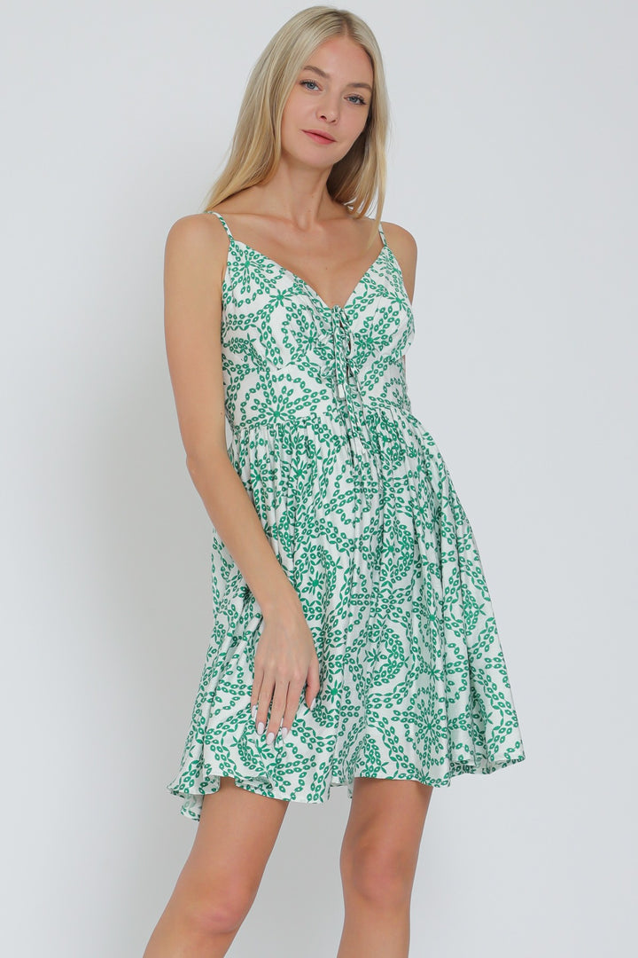 Aakaa Thin Adjustable Strap Tie Front Mini Dress