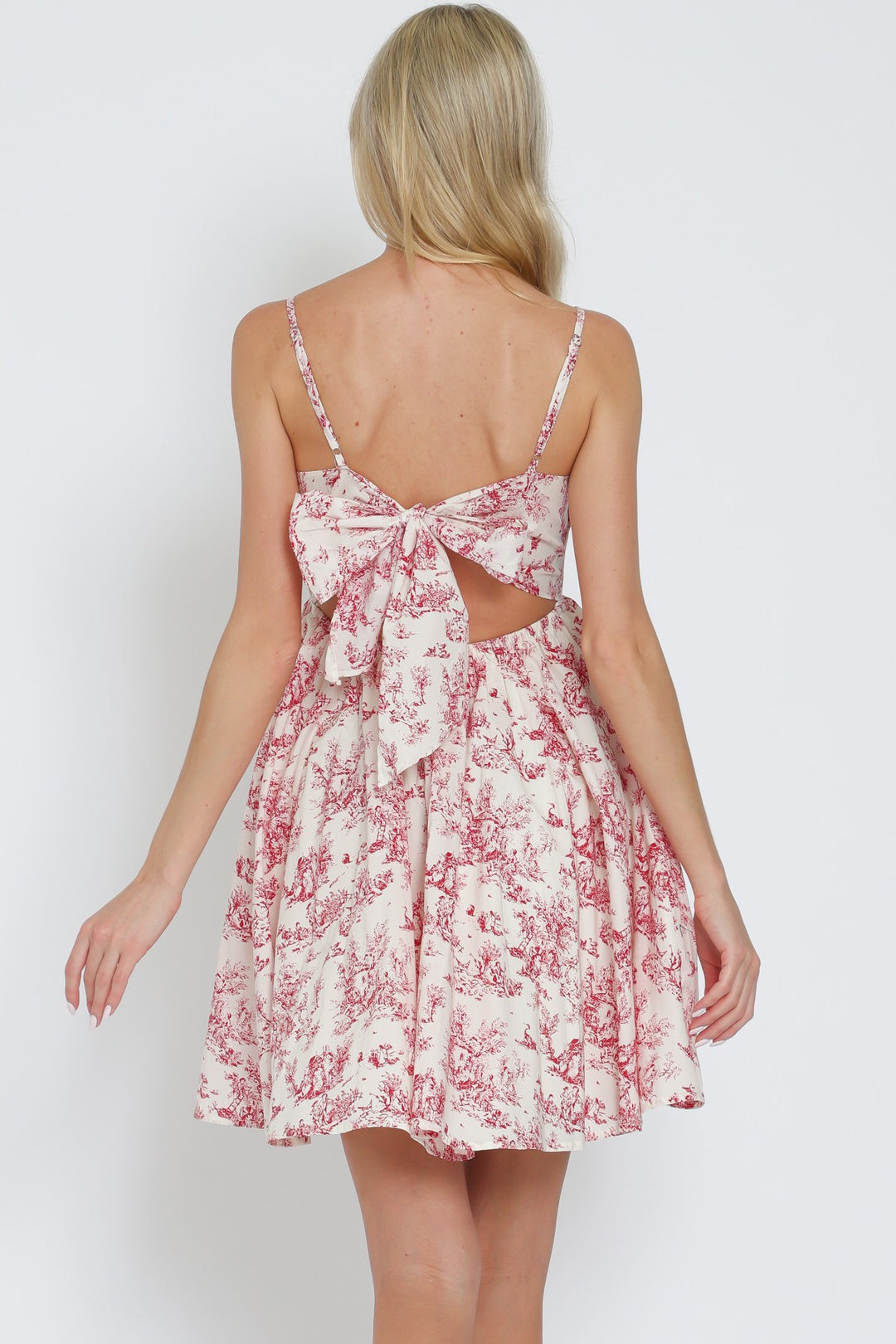 Aakaa Adjustable Thin Strap Tie Back Chest Mini Dress