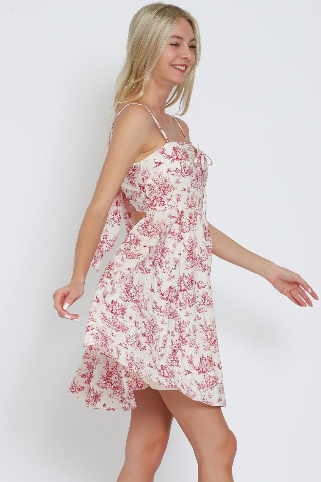 Aakaa Adjustable Thin Strap Tie Back Chest Mini Dress