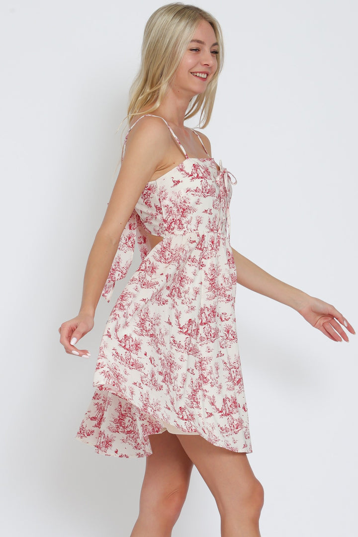 Aakaa Adjustable Thin Strap Tie Back Chest Mini Dress