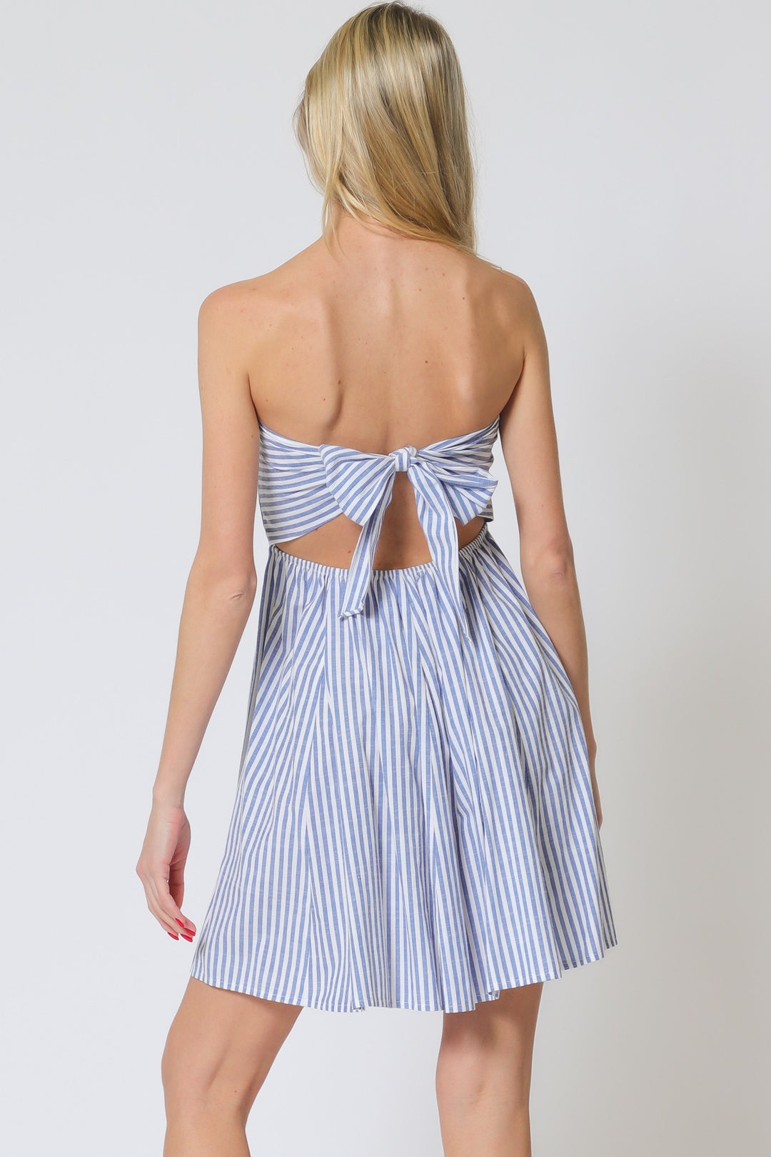 Aakaa Tube Tie Back With Elastic Waist Mini Dress