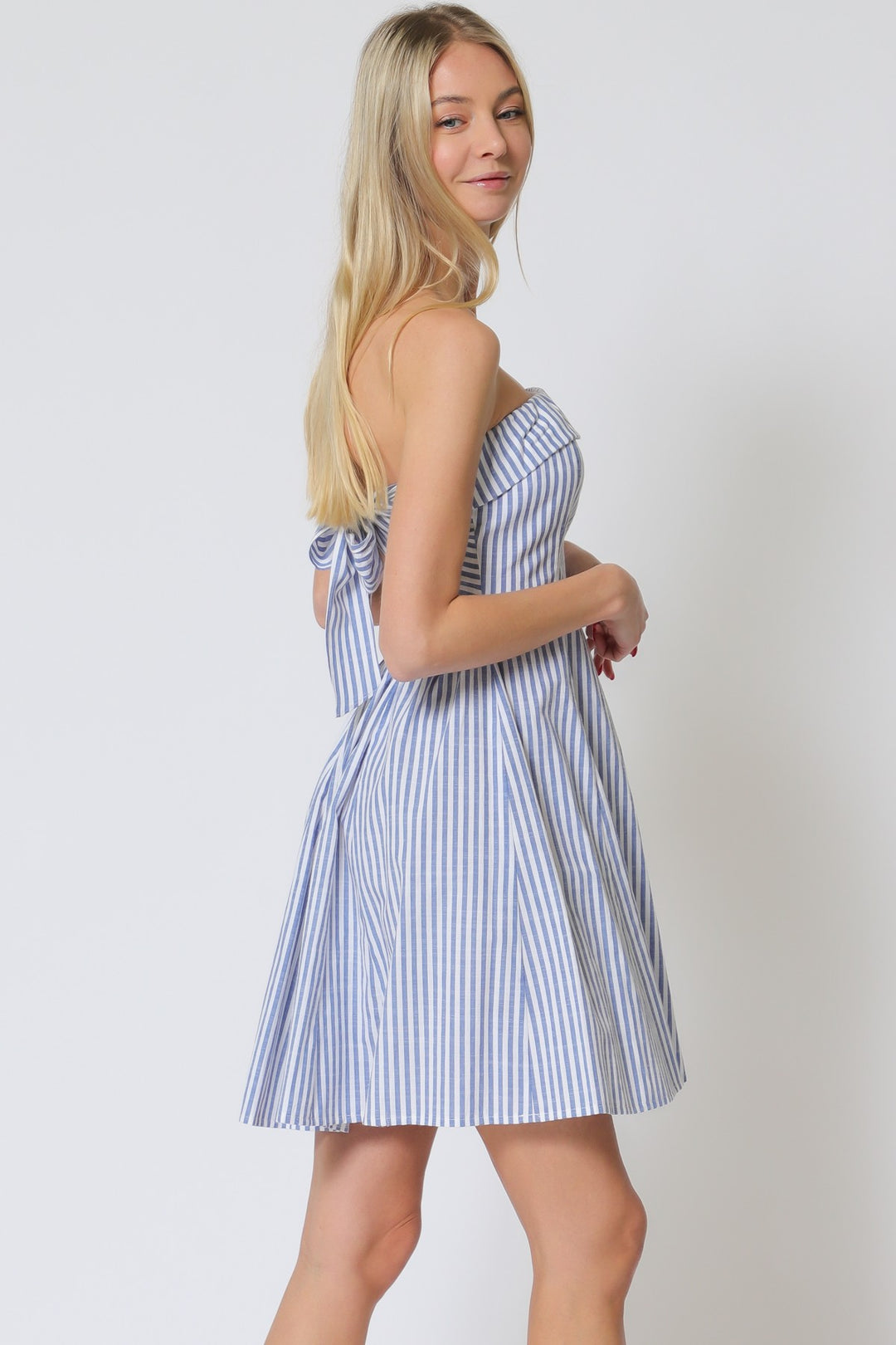 Aakaa Tube Tie Back With Elastic Waist Mini Dress