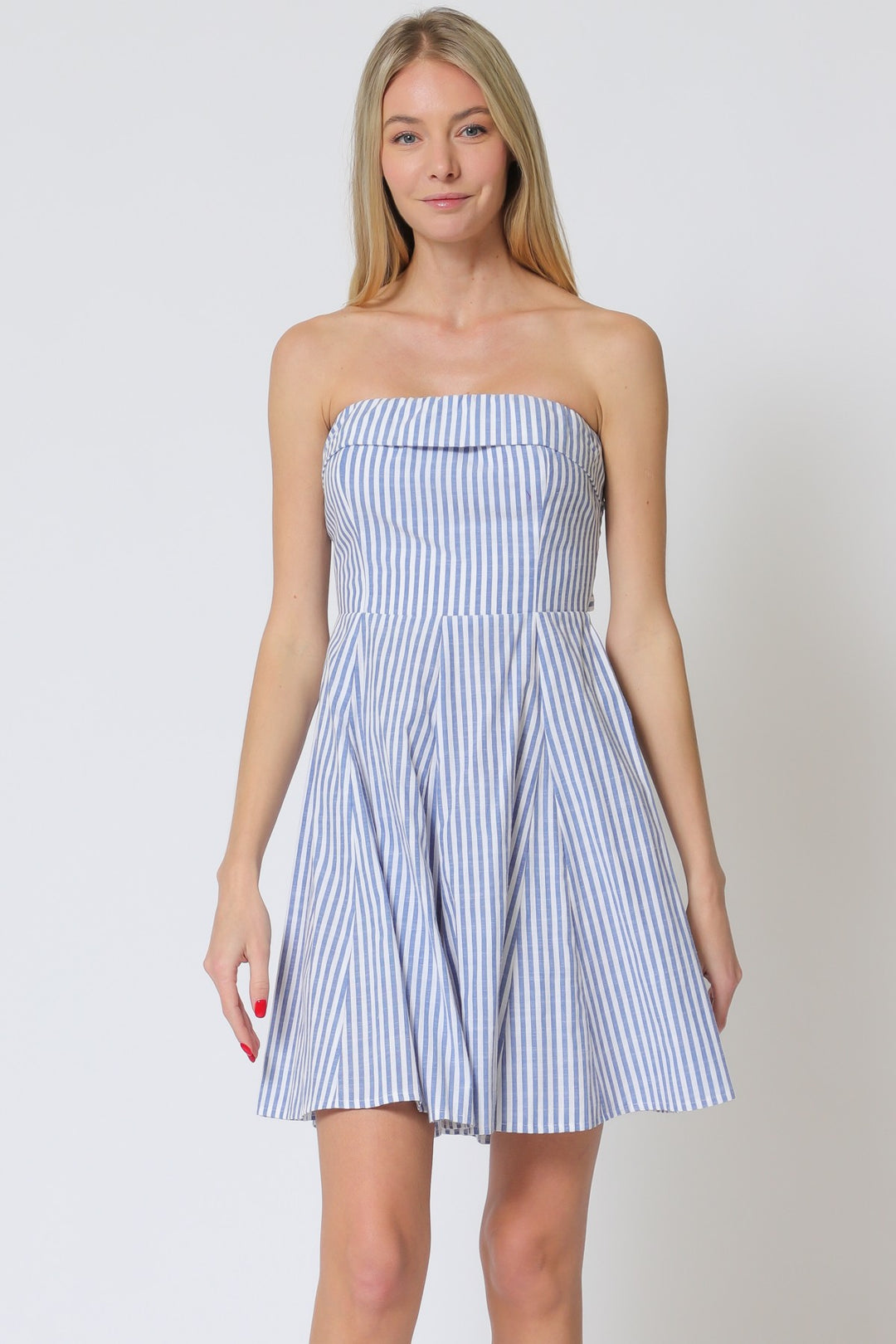 Aakaa Tube Tie Back With Elastic Waist Mini Dress