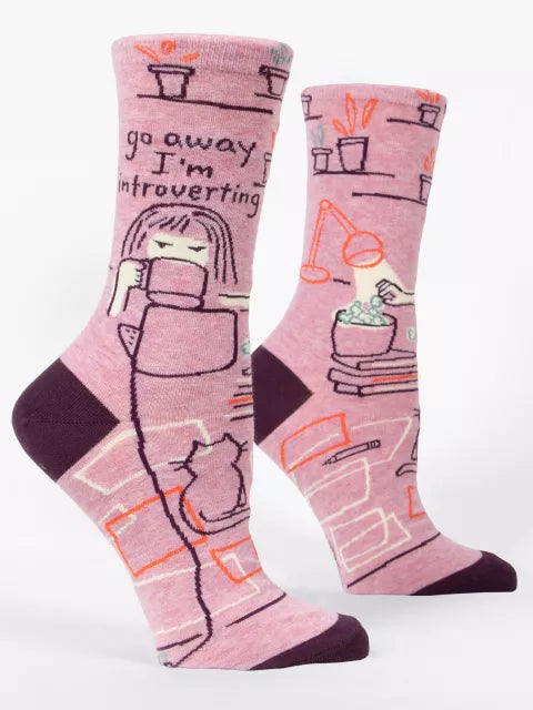 Blue Q Go Away Introverting Crew Socks