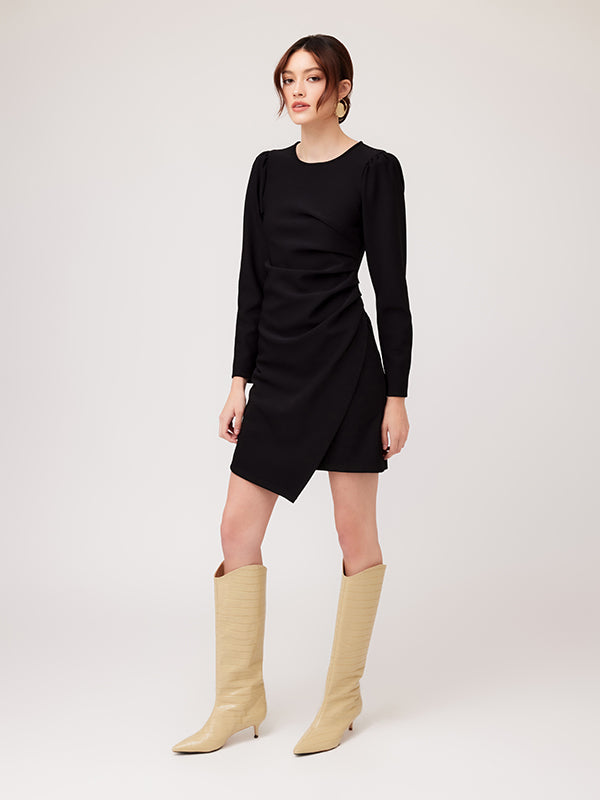 Fifteen Twenty Long Sleeve Side Shirred Dress Black / L