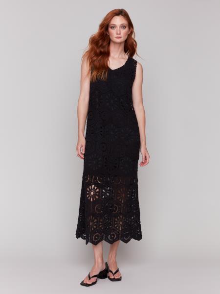knee length dresses for ladies Charlie B Sleeveless Crochet Maxi Dress – Dales Clothing for Men and Women