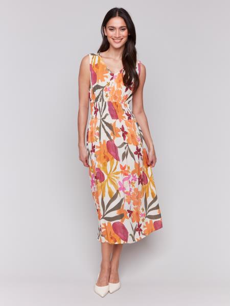 Charlie B Printed Sleeveless V-Neck Dress