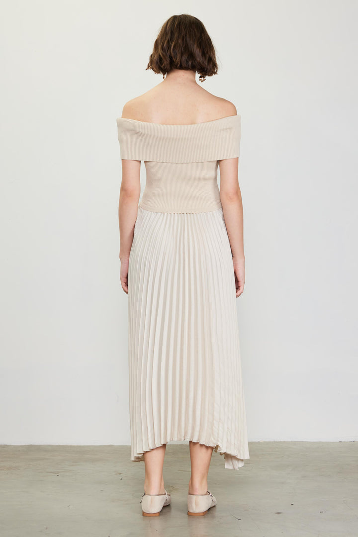 Skies Are Blue Off The Shoulder Rib Dress