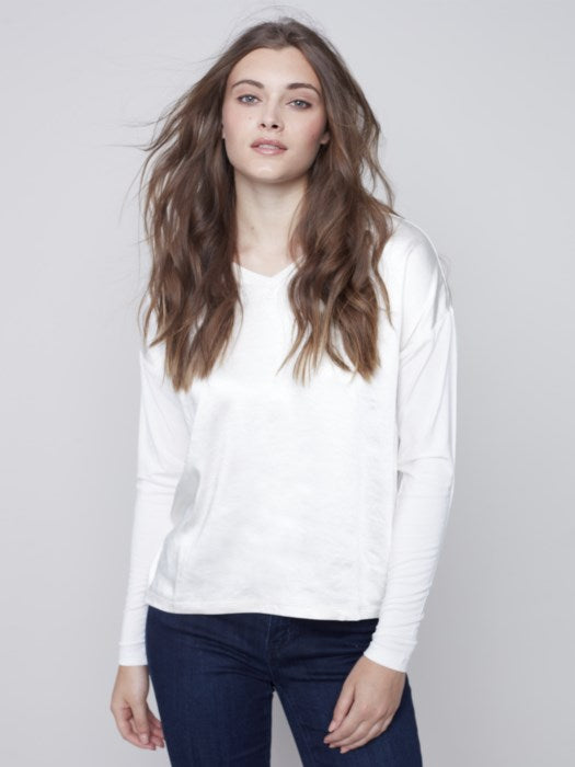 Charlie B - Haut en satin sur le devant avec dos et manches en jersey