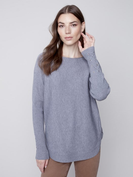 Charlie B Sweater with Criss Cross Sleeve Detail