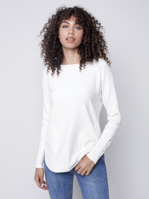 Charlie B Sweater with Criss Cross Sleeve Detail