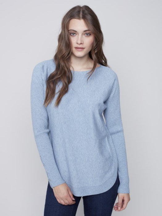 Charlie B Sweater with Criss Cross Sleeve Detail