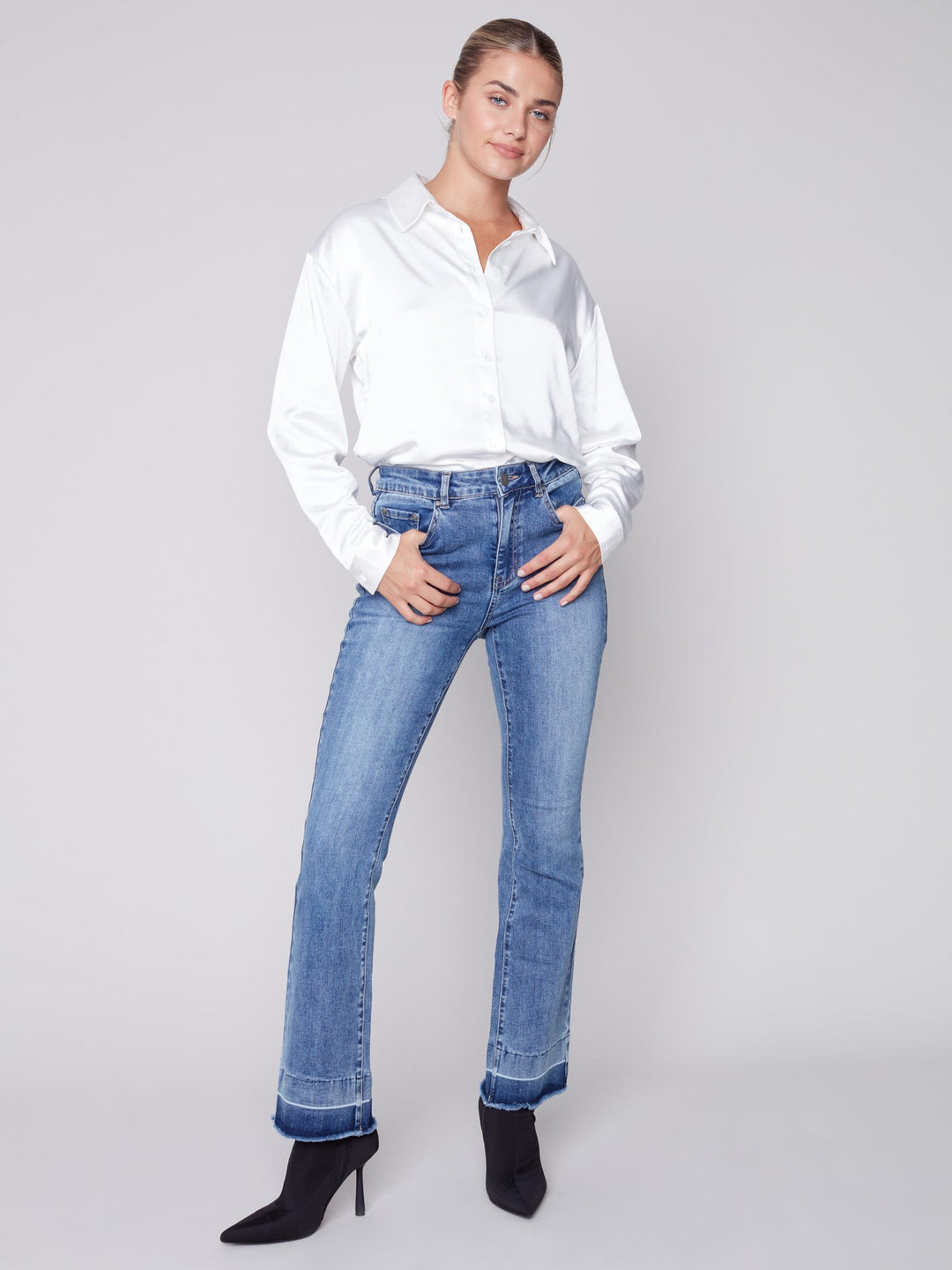 Charlie B - Pantalon évasé à revers contrastés