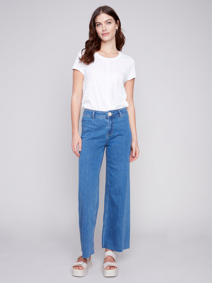 Charlie B Straight Wide Legs Pant With No Outseam