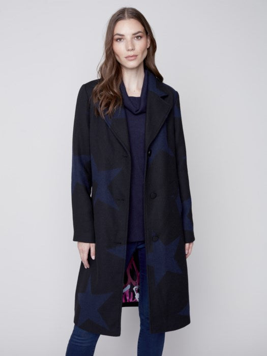 Charlie B Novelty Jacquard Faux Wool Tailored Coat