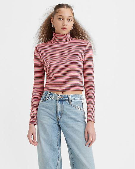 Levis Moon Rib Col roulé Plato Stripe Italien Rose