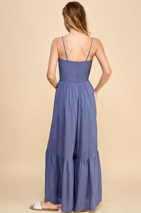 Millibon Solid Pleated Detail Strappy Jumpsuit