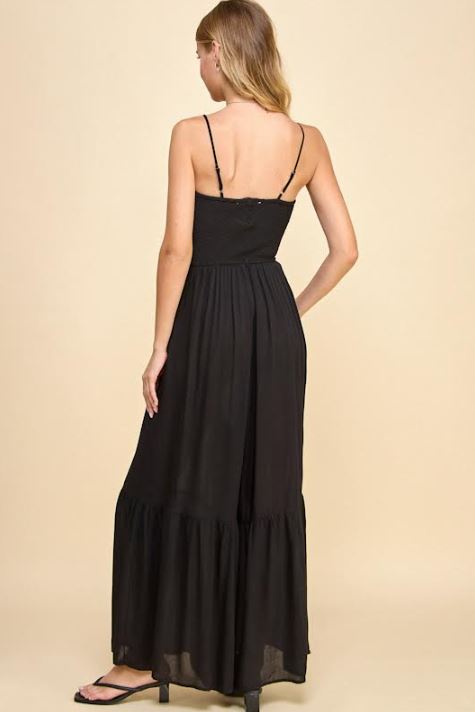 Millibon Solid Pleated Detail Strappy Jumpsuit