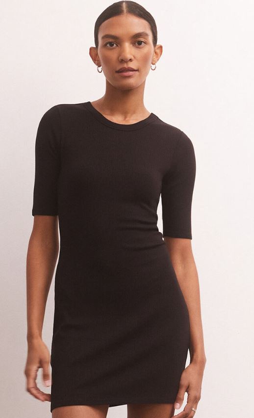 z supply carolina rib mini dress Z Supply Carolina Rib Mini Dress Black / XS