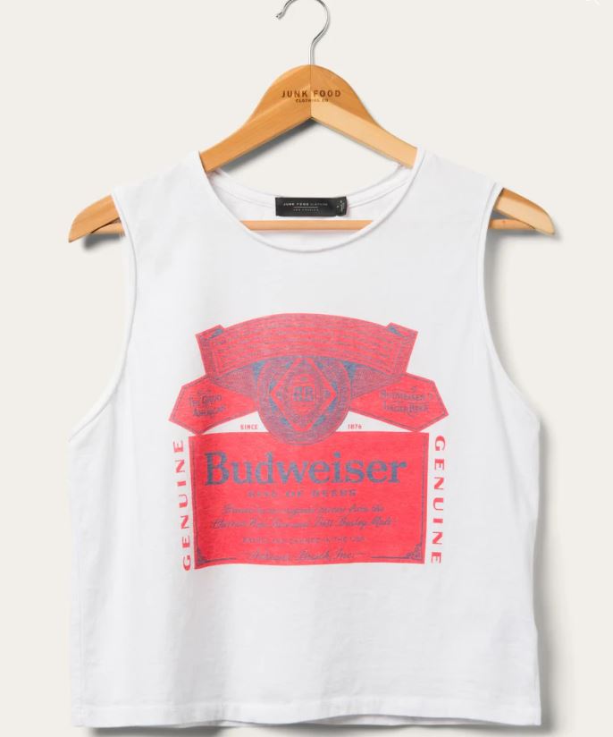 Junk Food Budweiser Cropped Muscle Tank