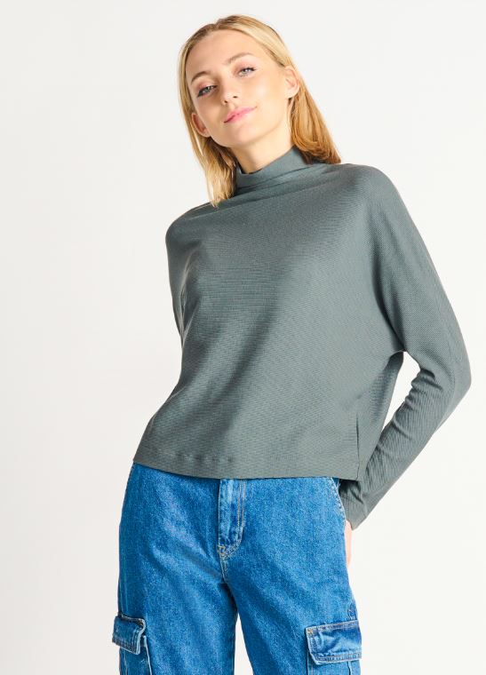 Haut en tricot côtelé à col montant Dex