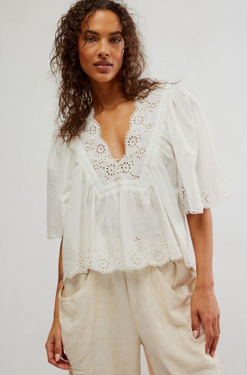 Free People Costa Eyelet Top
