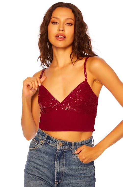 Susana Monaco Sequin Bra W/Rib Trim