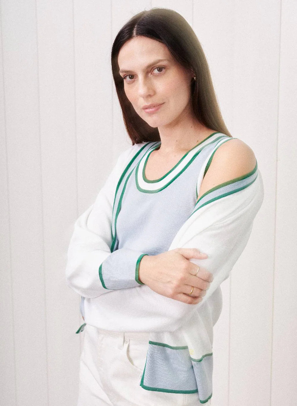 Stateside Color Block Cardigan Sweater