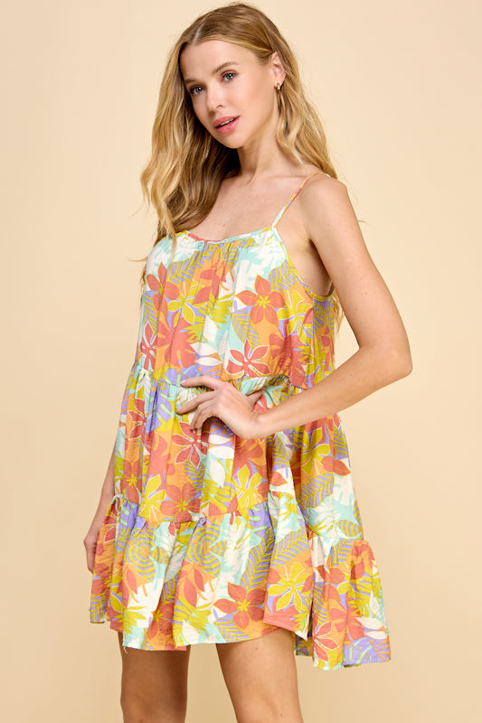 Millibon Tropical Mini Tiered Dress