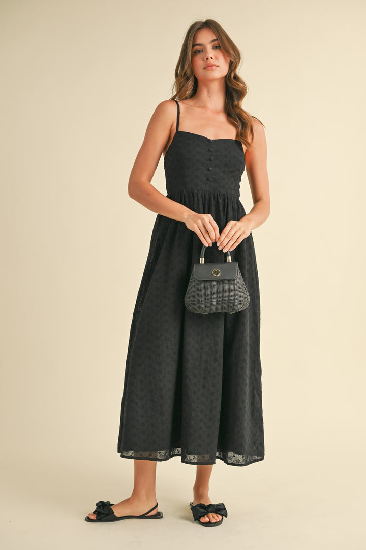 Klesis Eyelet Midi Dress With Front Buttons