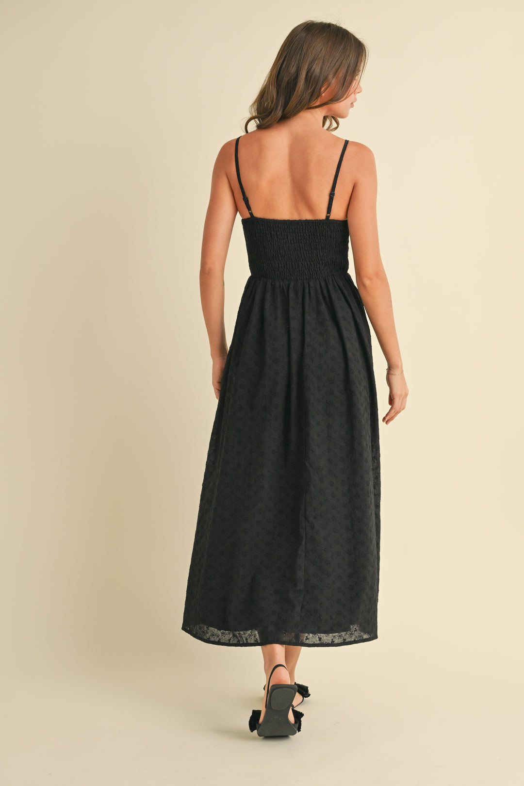 Klesis Eyelet Midi Dress With Front Buttons